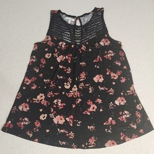 Maurices Black Floral Tank Top